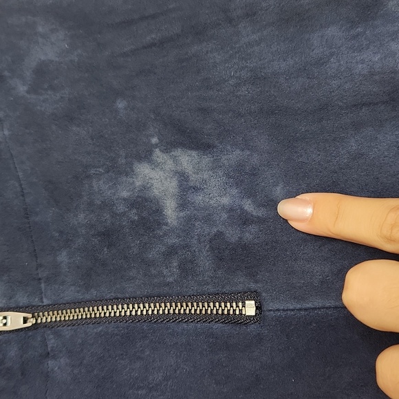 Alice+ Olivia Lambskin Blue Suede Zip Front Skinny Pants Size 00 Women - Picture 7 of 12